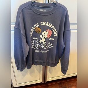 Hybrid Apparel Blue Peanuts Snoopy Football Graphic Sweatshirt